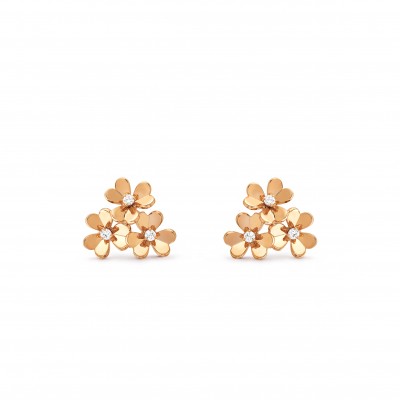 VAN CLEEF ARPELS FRIVOLE EARRINGS, 3 FLOWERS, MINI MODEL VCARP2NL00